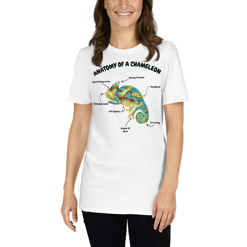 Anatomy Of A Chameleon Short-Sleeve Unisex T-Shirt (Grey/White)