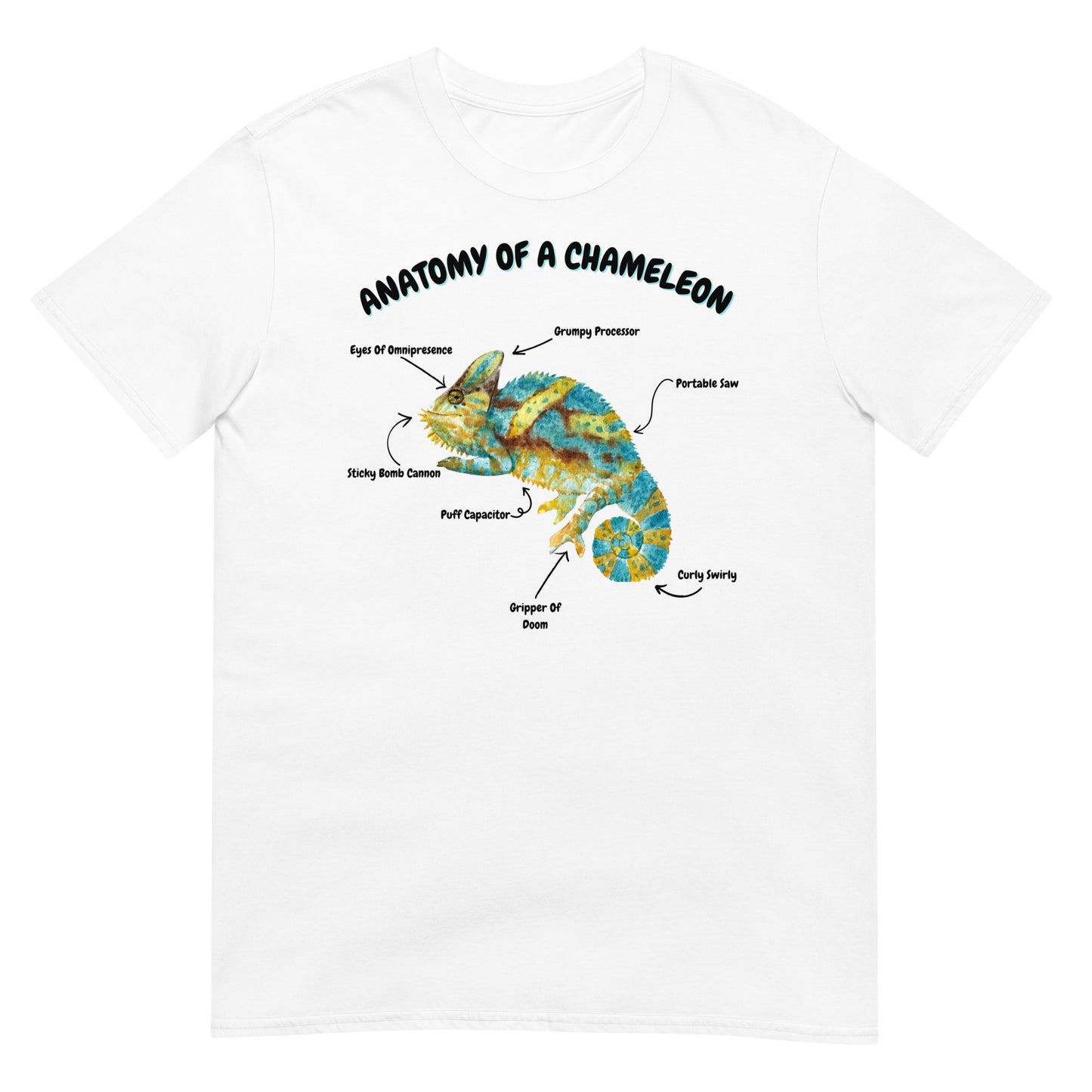 Anatomy Of A Chameleon Short-Sleeve Unisex T-Shirt (Grey/White)