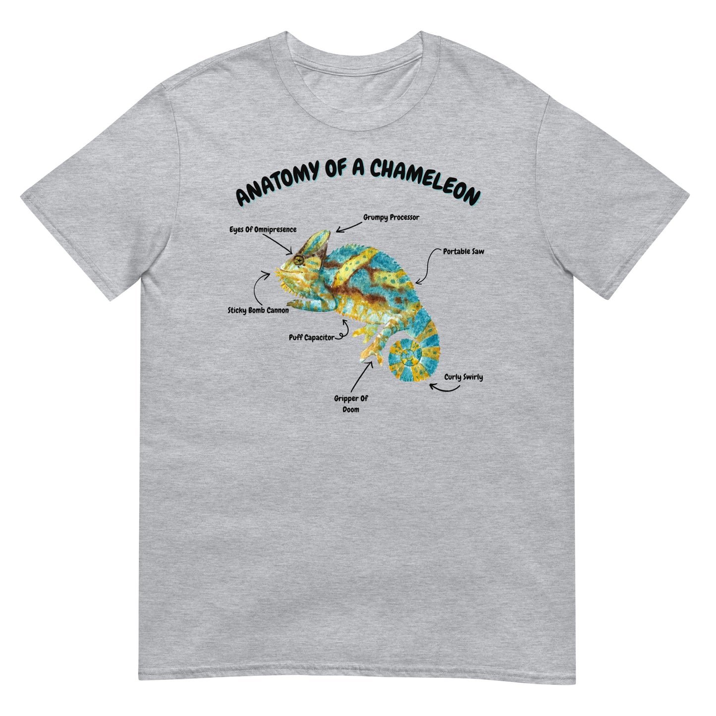 Anatomy Of A Chameleon Short-Sleeve Unisex T-Shirt (Grey/White)