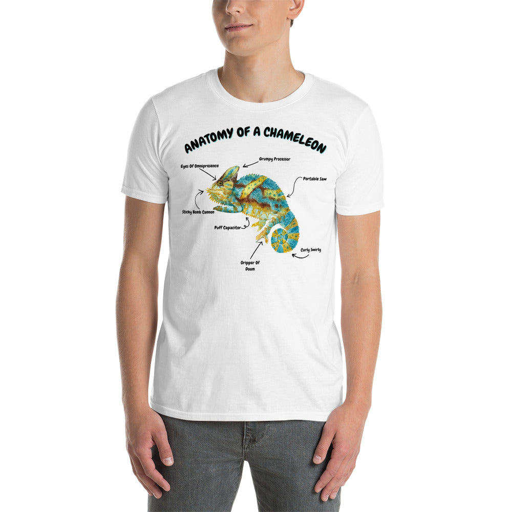 Anatomy Of A Chameleon Short-Sleeve Unisex T-Shirt (Grey/White)